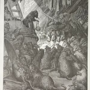 Dore, Fables, Rats, Lion and Gnat, Illustration, Bookplate, Art, ~ 240706-WH 290